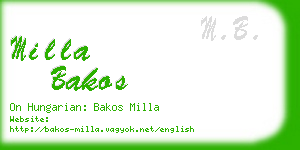 milla bakos business card